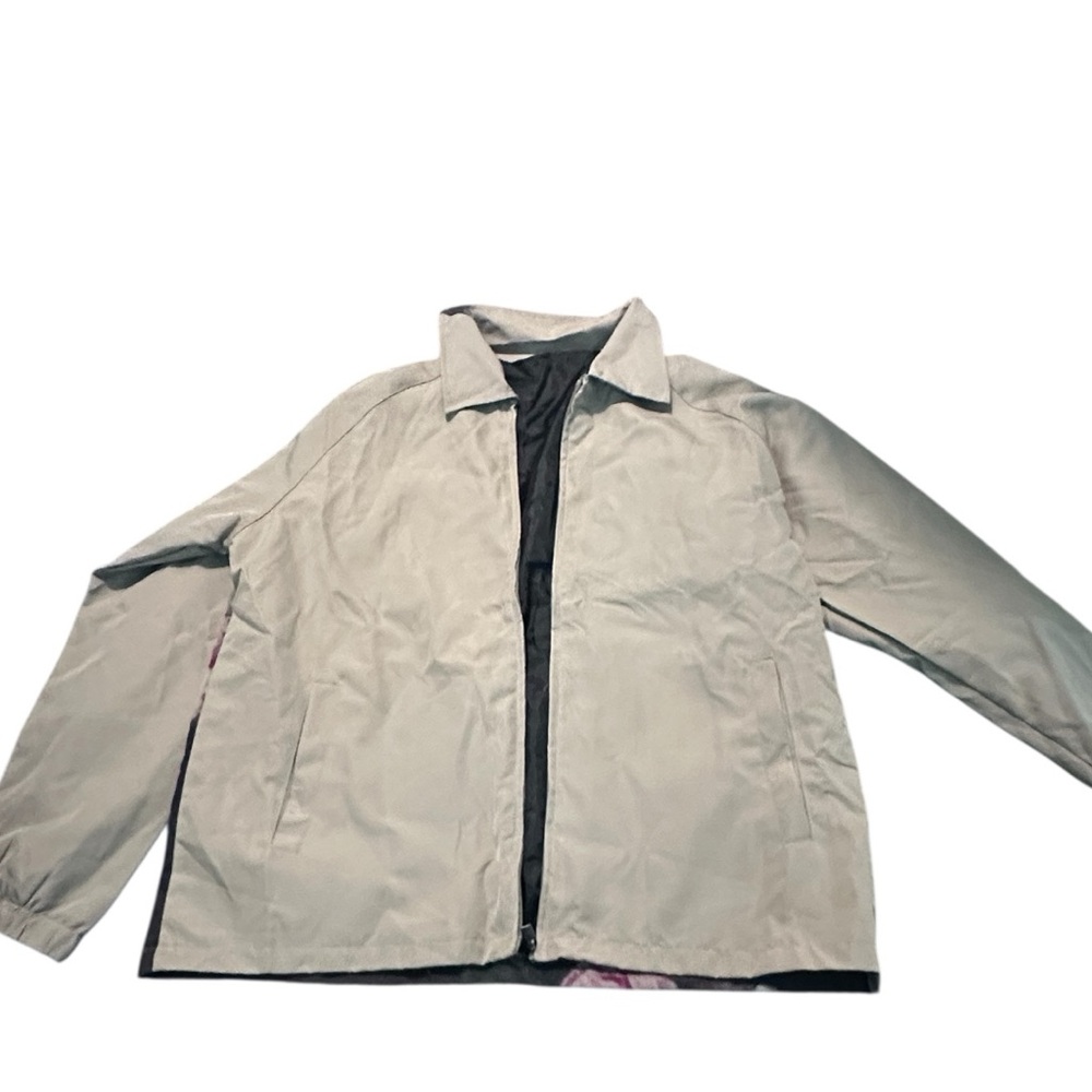 Men's Beige Jacket, Blooming Vintage Flowers